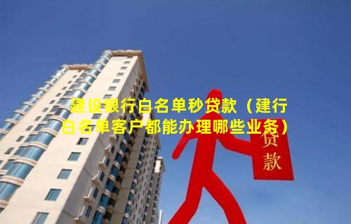 建设银行白名单秒贷款（建行白名单客户都能办理哪些业务）